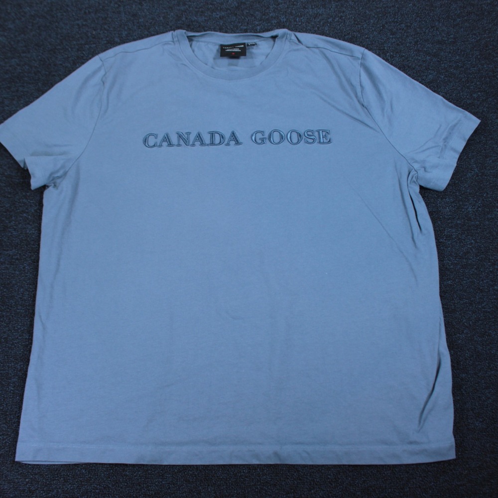 Canada Goose Emersen Short Sleeve T-Shirt Mens 3XL Blue Cotton Embroidered